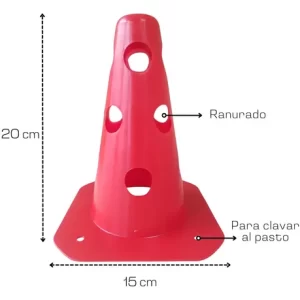 Cono 20 cm RIGIDO RANURADO ROJO