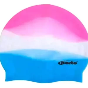 GORRRA Natacion silicona SPORTO multicolor rosa blanco celeste